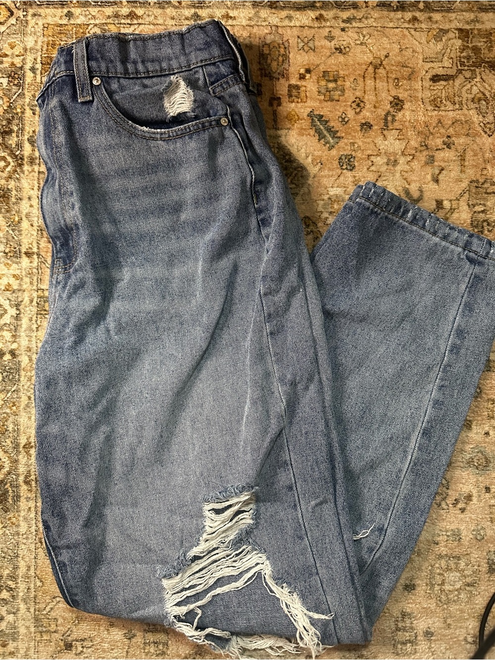 RSQ Women's Relaxed Distressed Blue Jeans